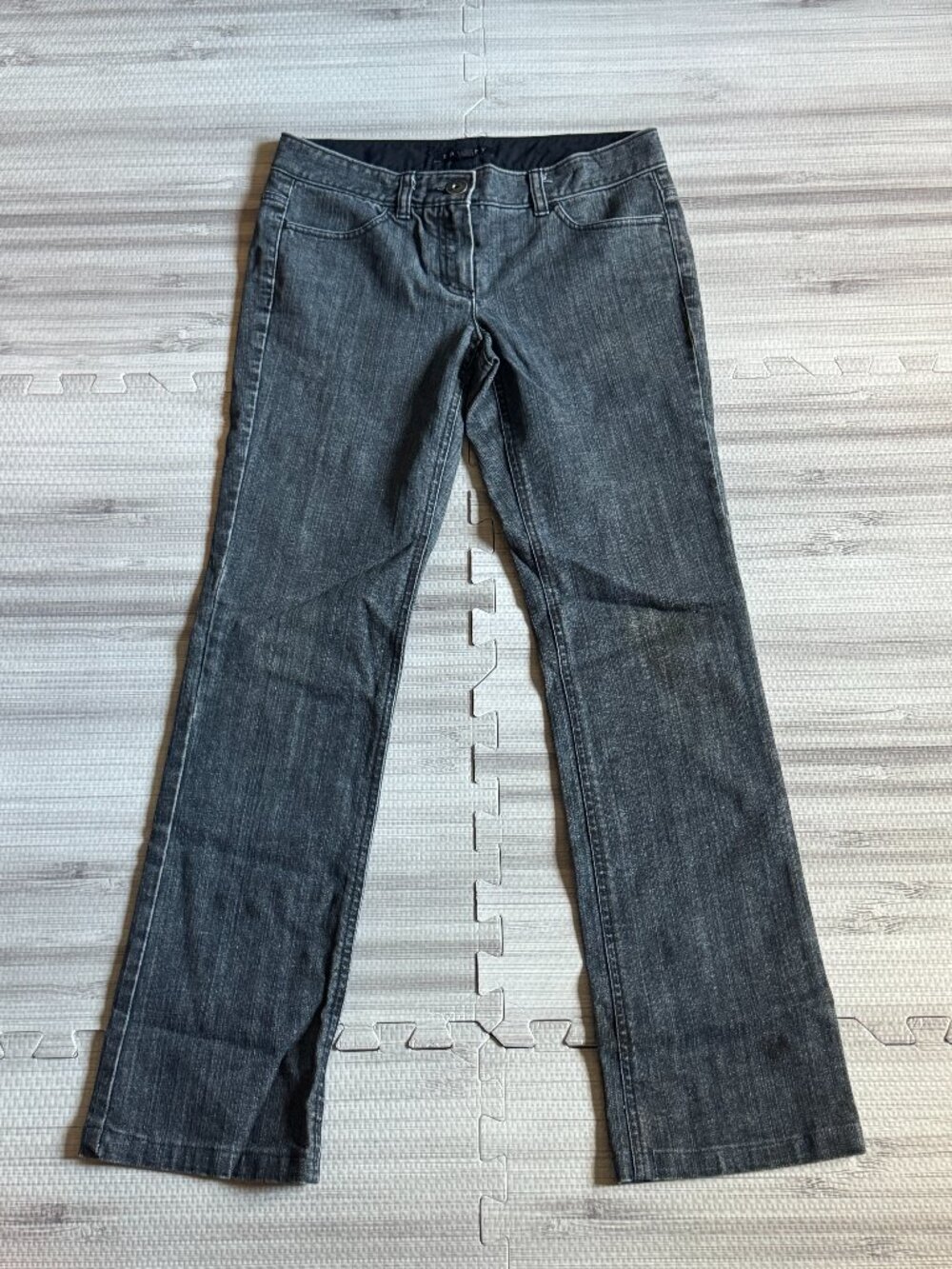 Vintage Y2K Theory Emme Low Rise Bootcut Jeans in Washed Charcoal Black